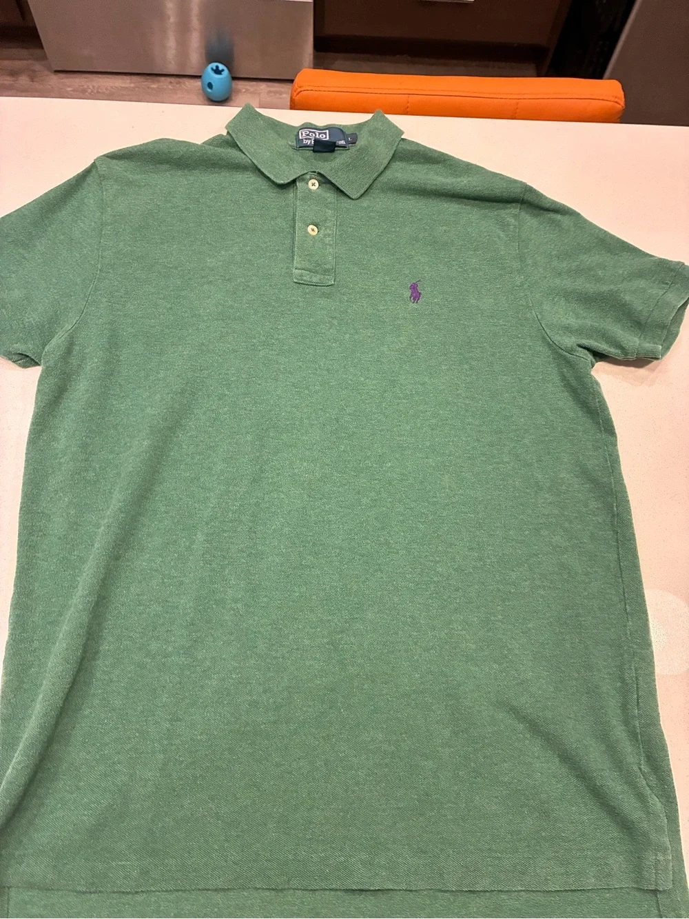 Ralph Lauren Green Polo with Purple Pony Emblem